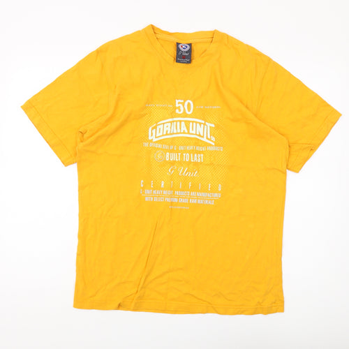 G Unit Men's Medium Yellow Cotton Graphic T-Shirt