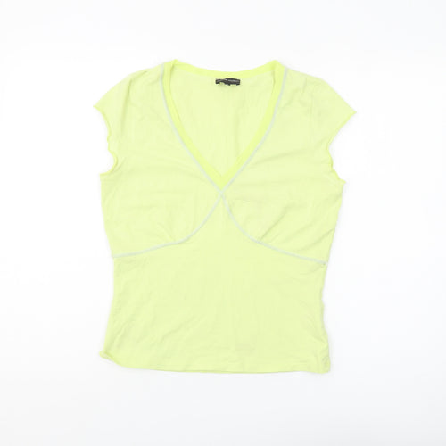 Claudia Sträter Women's Yellow V-Neck T-Shirt, Size 8