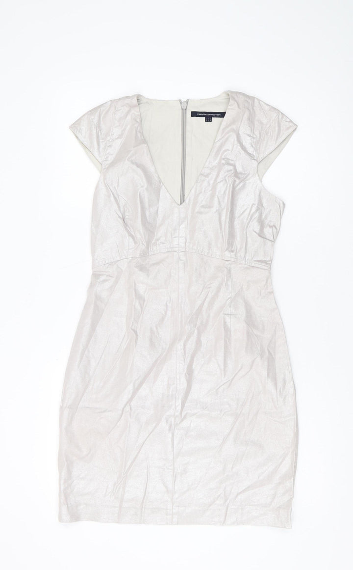 French Connection Women's Silver Dress - Size 12