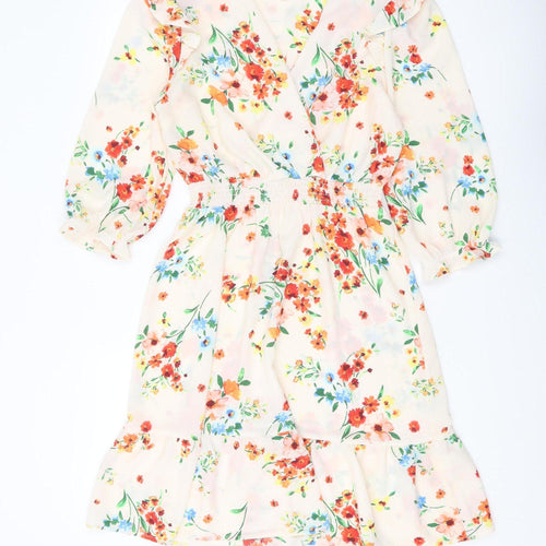 Monteau Women Floral Wrap Dress Multicoloured L