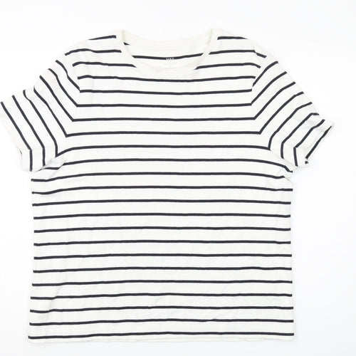 Marks and Spencer Men's L White Striped T-Shirt