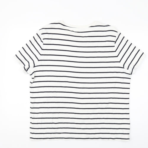 Marks and Spencer Men's L White Striped T-Shirt
