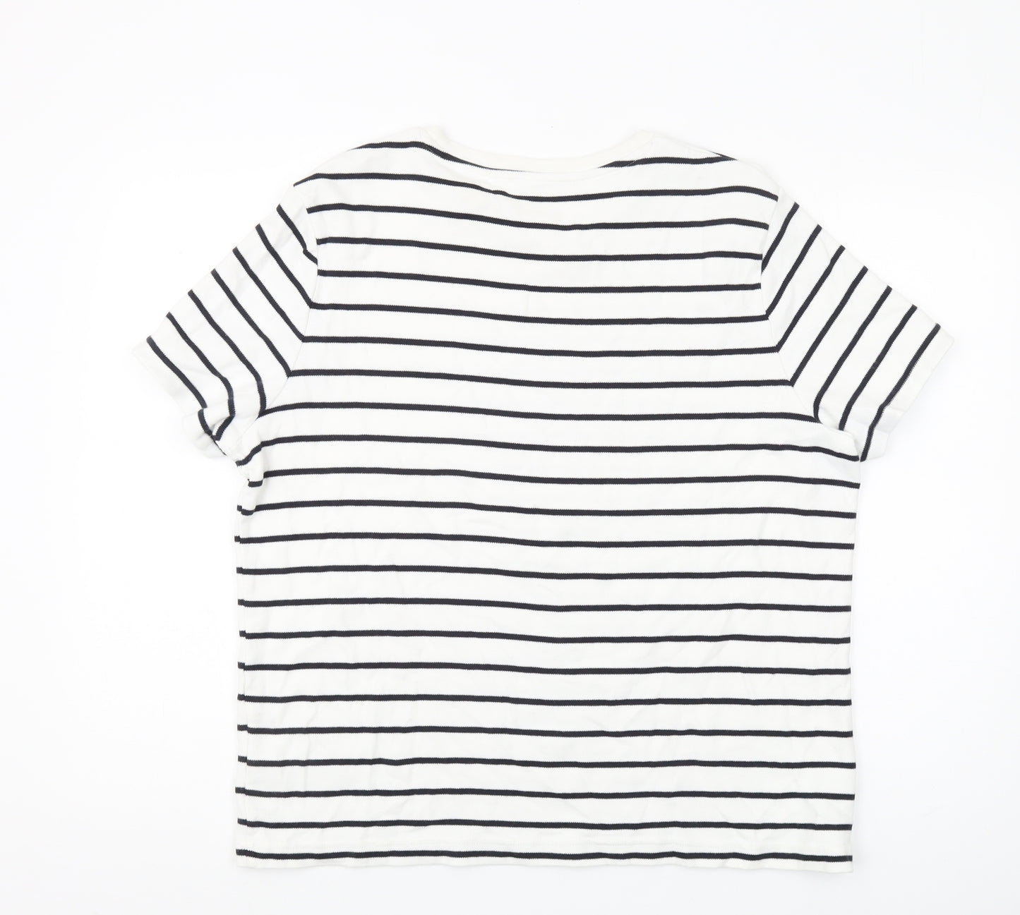 Marks and Spencer Men's L White Striped T-Shirt