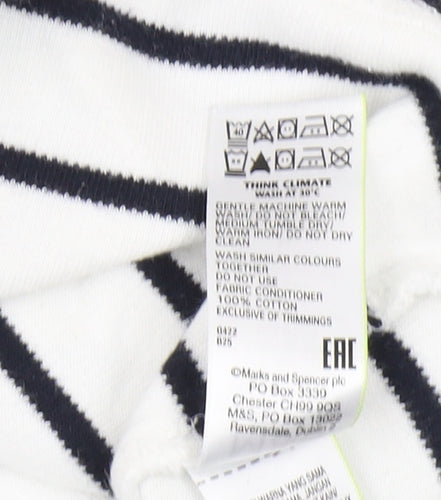 Marks and Spencer Men's L White Striped T-Shirt