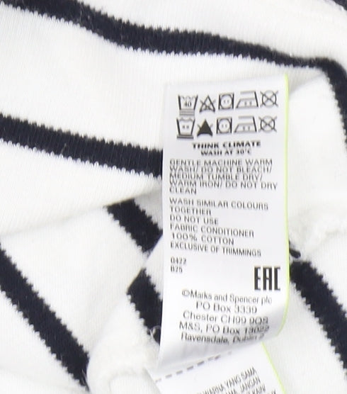 Marks and Spencer Men's L White Striped T-Shirt