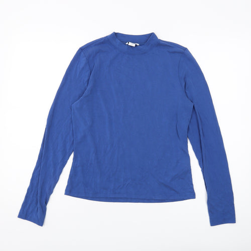 Monki Women's Blue High Neck Long Sleeve T-Shirt M