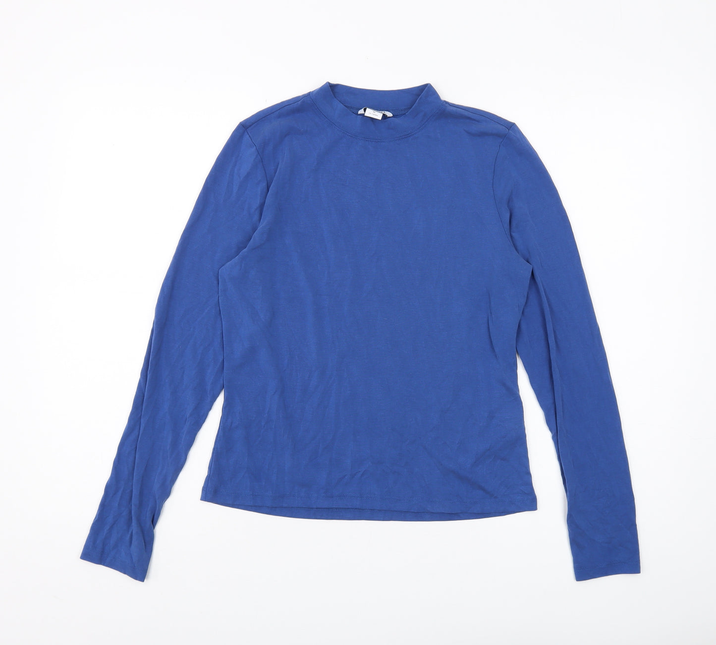 Monki Women's Blue High Neck Long Sleeve T-Shirt M