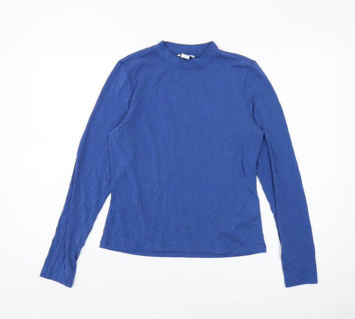 Monki Women's Blue High Neck Long Sleeve T-Shirt M