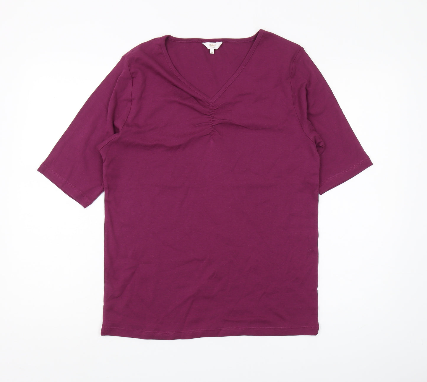 Cotton Traders Women's Purple V-Neck T-Shirt
