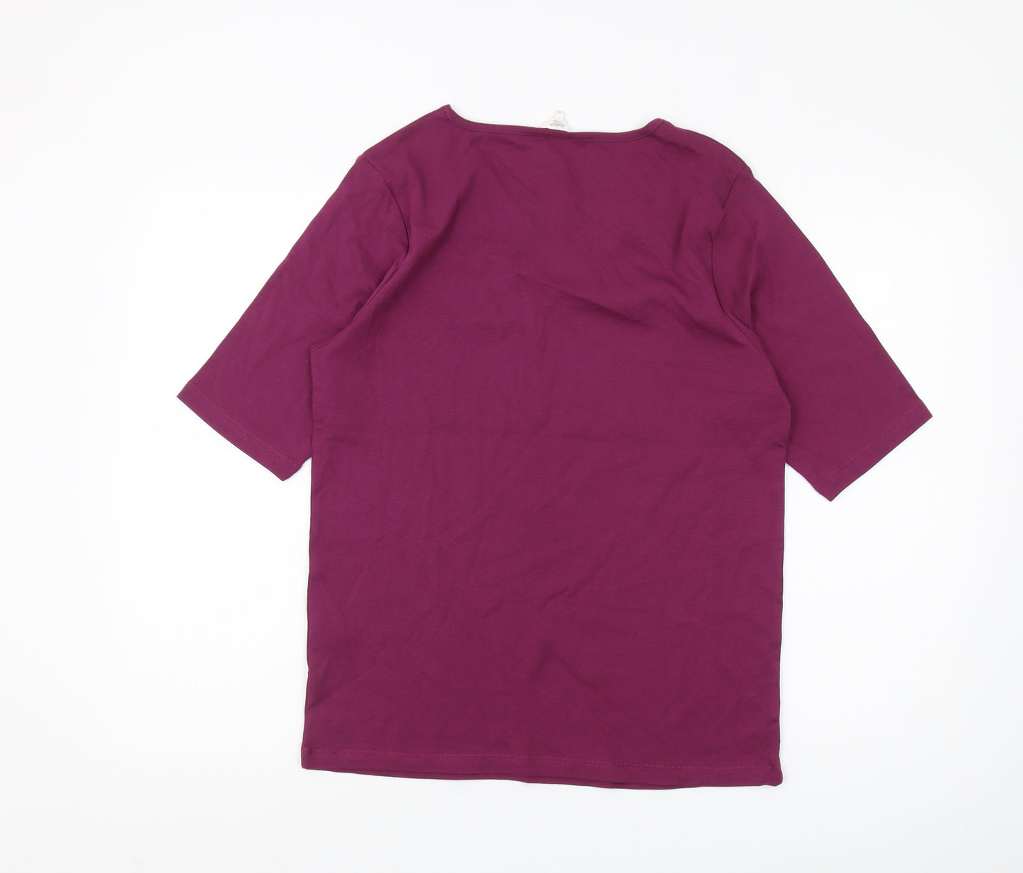 Cotton Traders Women's Purple V-Neck T-Shirt