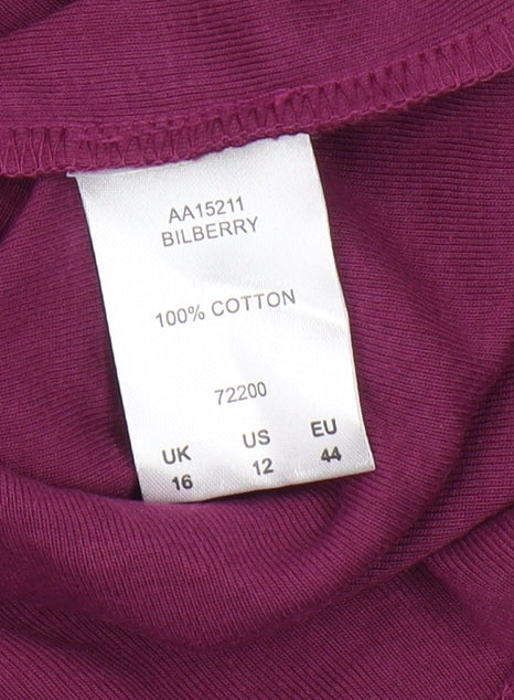 Cotton Traders Women's Purple V-Neck T-Shirt