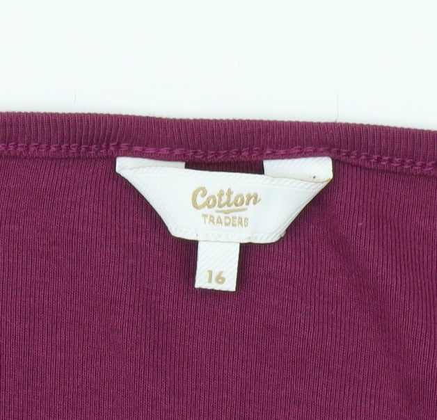 Cotton Traders Women's Purple V-Neck T-Shirt