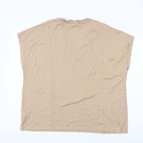 Marks and Spencer Women's Beige V-Neck Relaxed T-Shirt