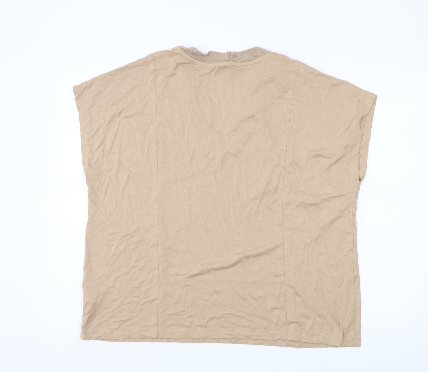 Marks and Spencer Women's Beige V-Neck Relaxed T-Shirt