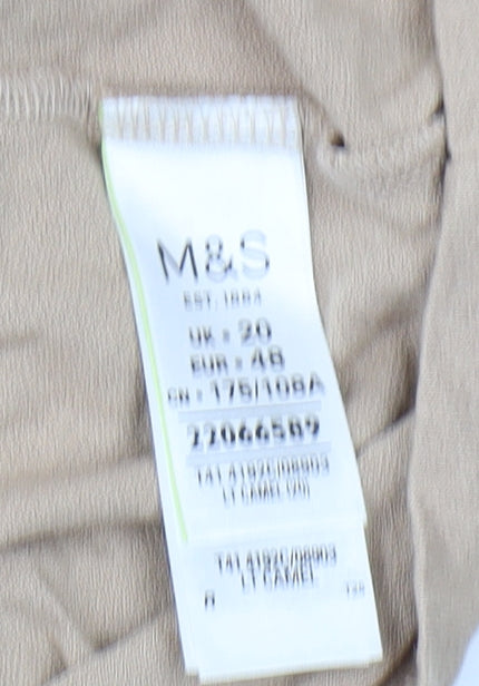 Marks and Spencer Women's Beige V-Neck Relaxed T-Shirt