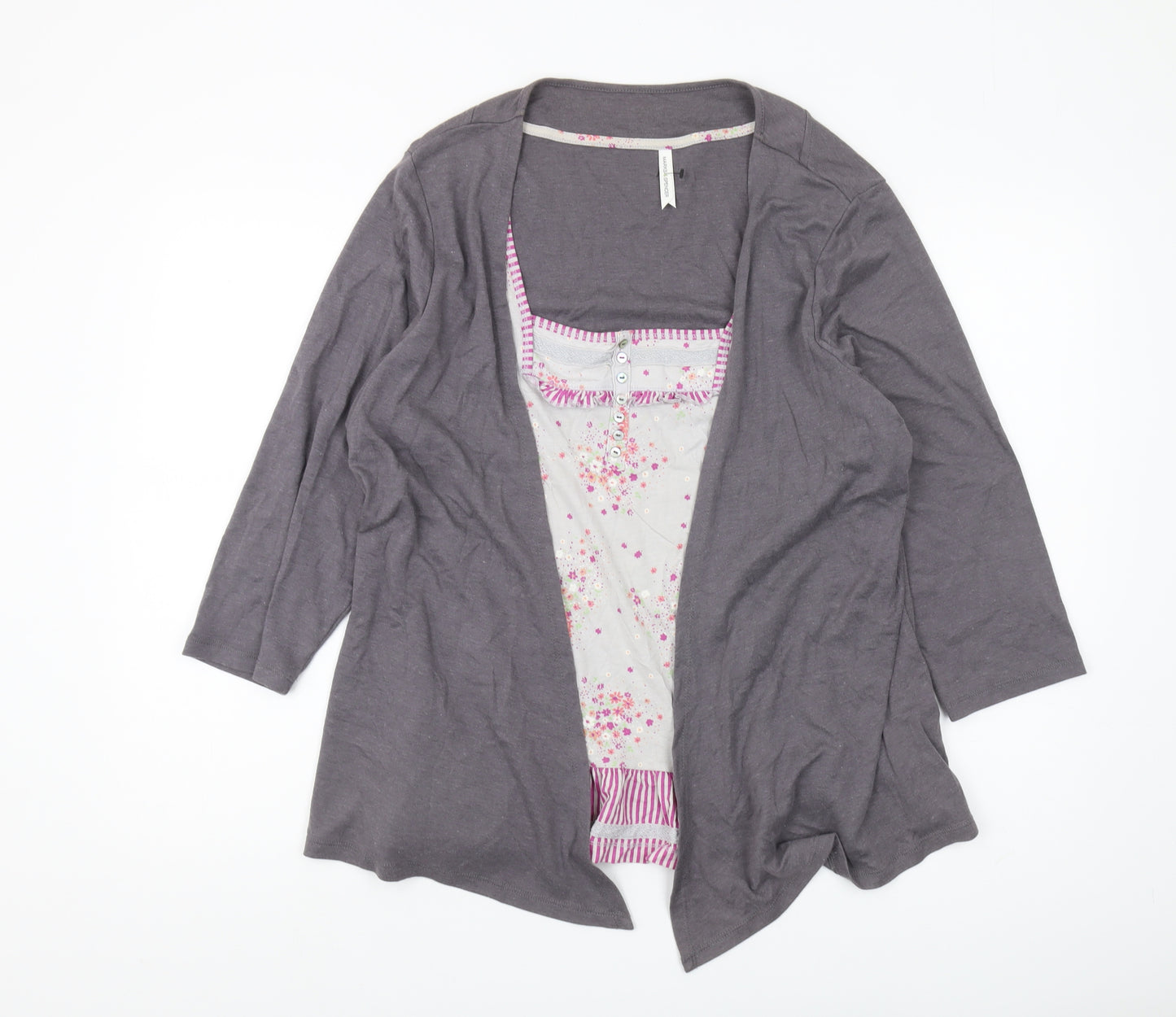 Marks and Spencer Women's Grey Pink Floral Blouse Size 20