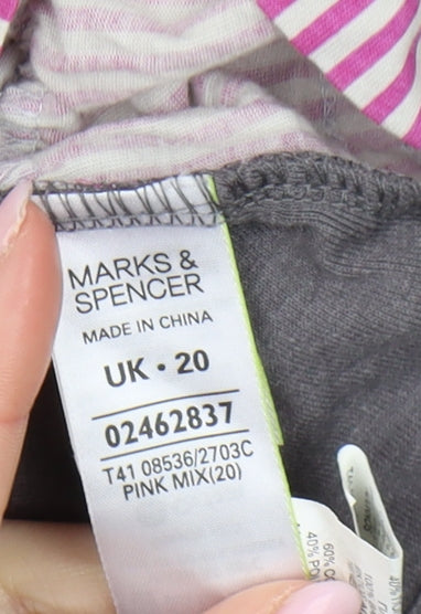 Marks and Spencer Women's Grey Pink Floral Blouse Size 20