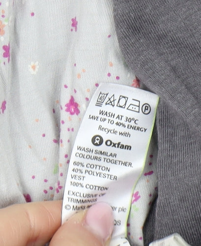Marks and Spencer Women's Grey Pink Floral Blouse Size 20