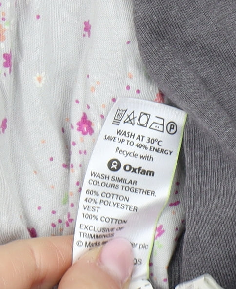 Marks and Spencer Women's Grey Pink Floral Blouse Size 20