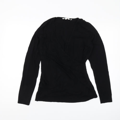Boden Women's Black Wrap Top Size 16 Long Sleeve