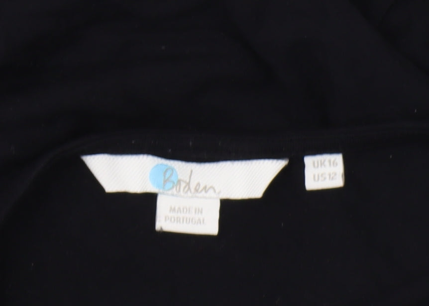 Boden Women's Black Wrap Top Size 16 Long Sleeve