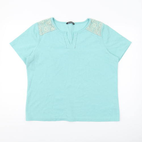 Bonmarché Women's Blue Lace Accented T-Shirt Size 20