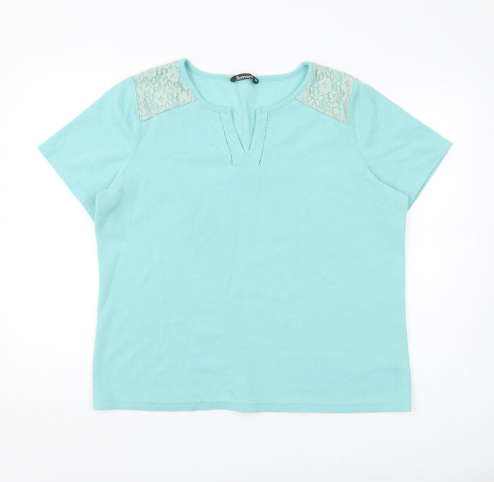 Bonmarché Women's Blue Lace Accented T-Shirt Size 20