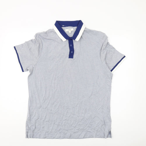 Marks and Spencer Men's Blue L Geometric Polo Shirt