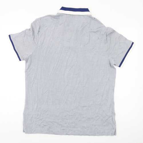 Marks and Spencer Men's Blue L Geometric Polo Shirt