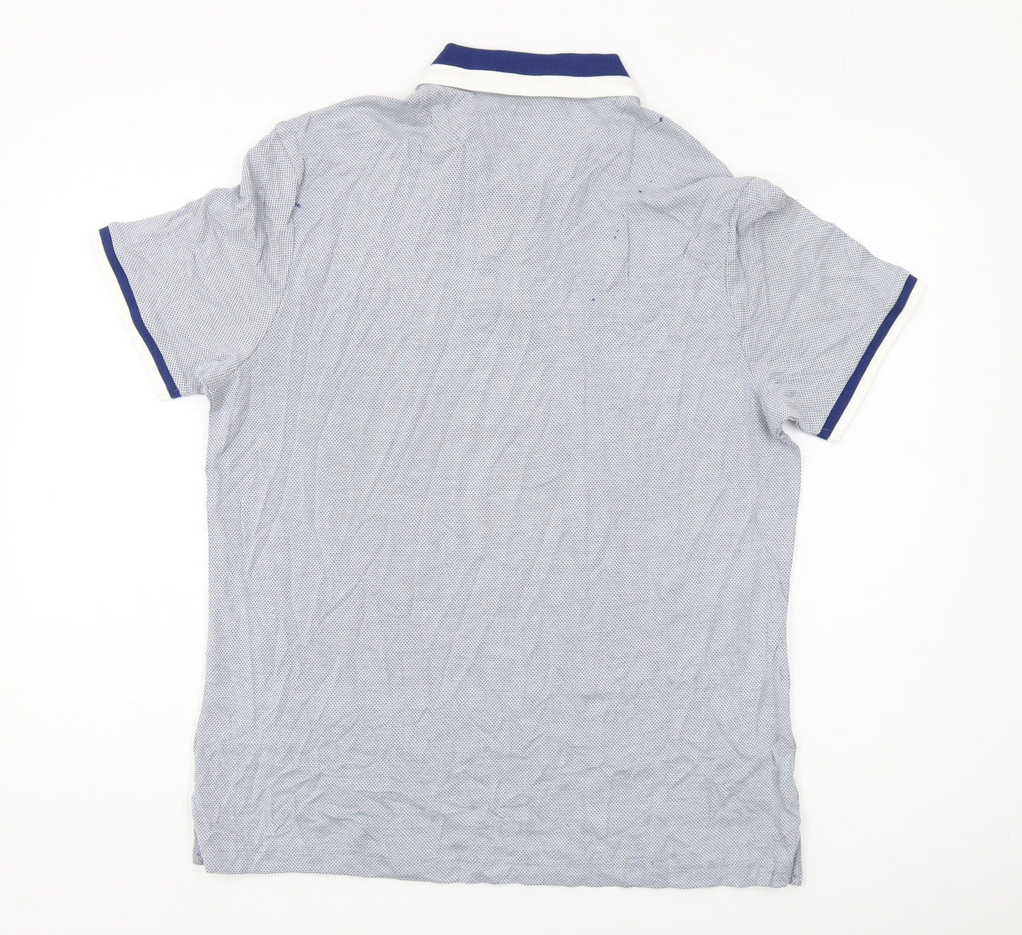 Marks and Spencer Men's Blue L Geometric Polo Shirt