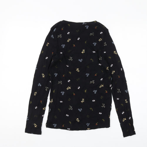 Marks and Spencer Black Embroidered Women's T-Shirt Size 10