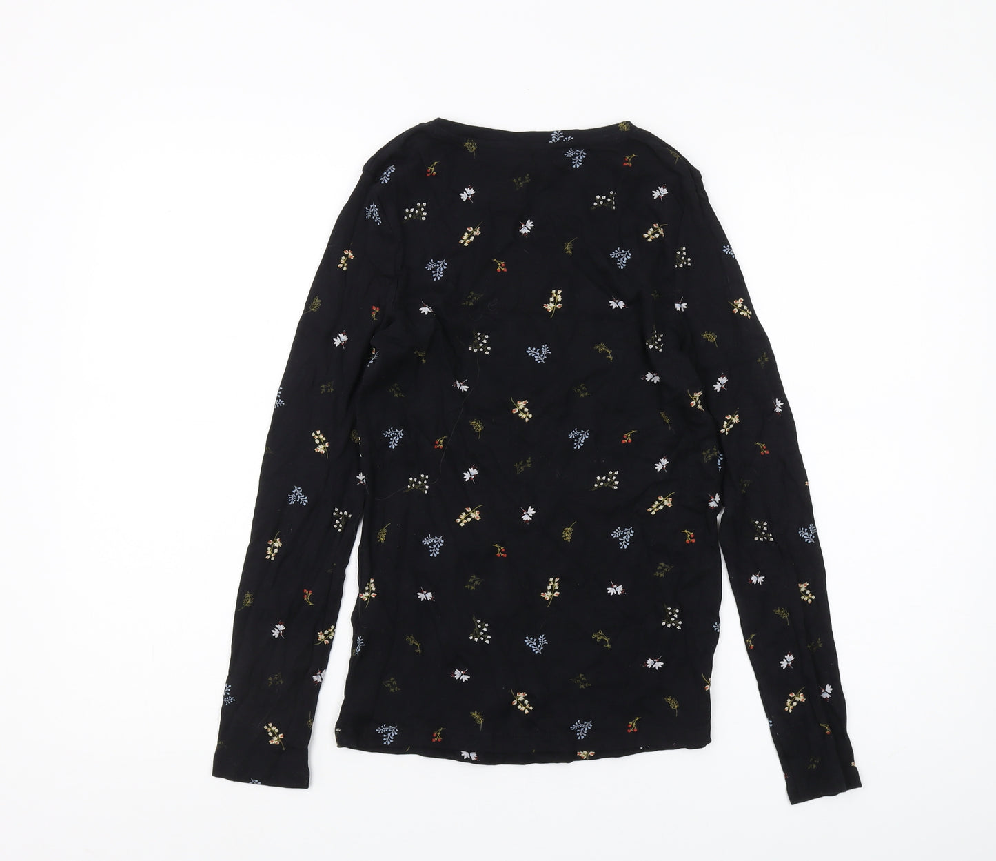 Marks and Spencer Black Embroidered Women's T-Shirt Size 10