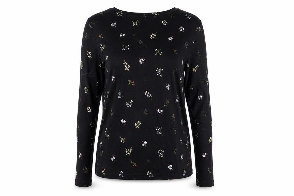 Front view of Marks & Spencer Black Embroidered Women's T-Shirt, size 10