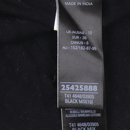 Marks and Spencer Black Embroidered Women's T-Shirt Size 10
