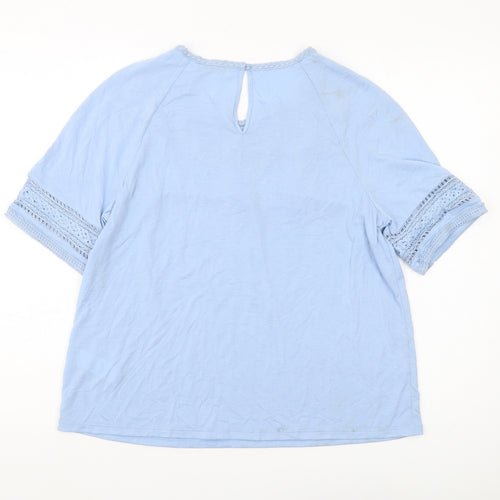 Marks and Spencer Women's Blue Blouse 12 with Crochet Accent