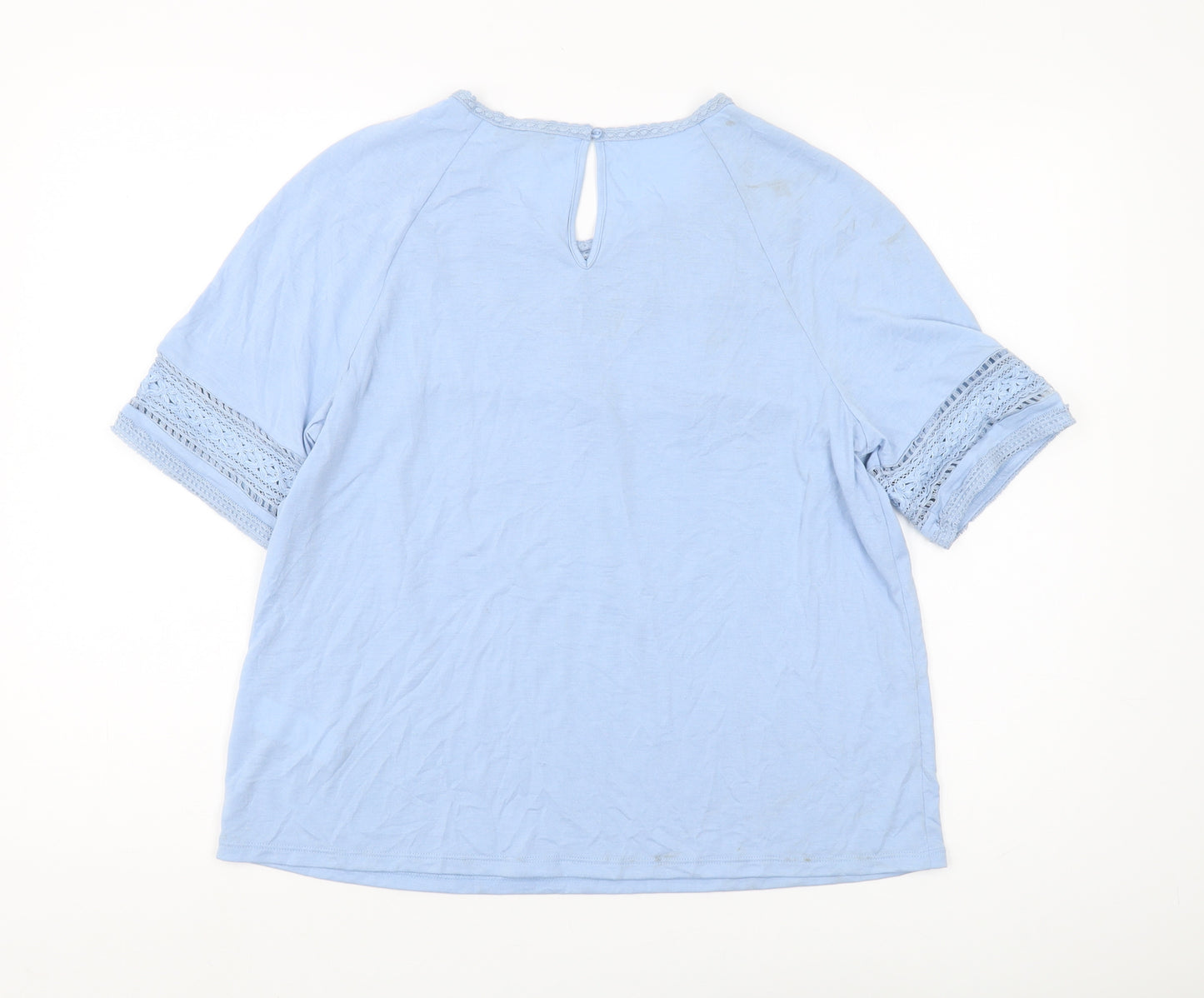 Marks and Spencer Women's Blue Blouse 12 with Crochet Accent