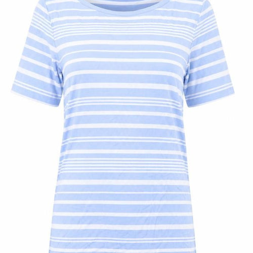 Betty Barclay Women's Blue Striped T-Shirt Size 8