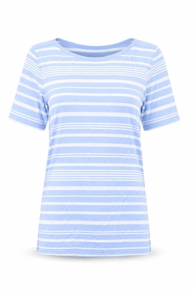Betty Barclay Women's Blue Striped T-Shirt Size 8