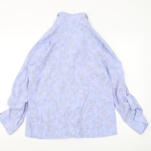 Damart Women's Blue Floral Button-Up Shirt Size 16