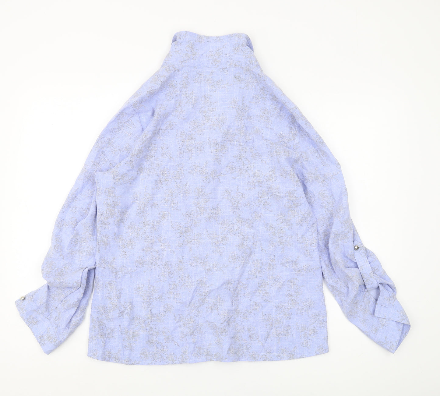 Damart Women's Blue Floral Button-Up Shirt Size 16