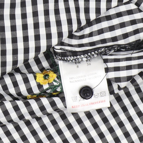 Blue Vanilla Women's Black Check Blouse, Size 8, Off Shoulder