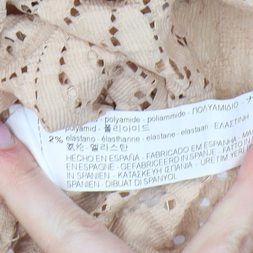Zara Women's Beige Lace Blouse S, Ruffle Detail