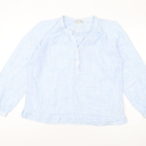 Whistles Women's Blue Striped Blouse, Size 12