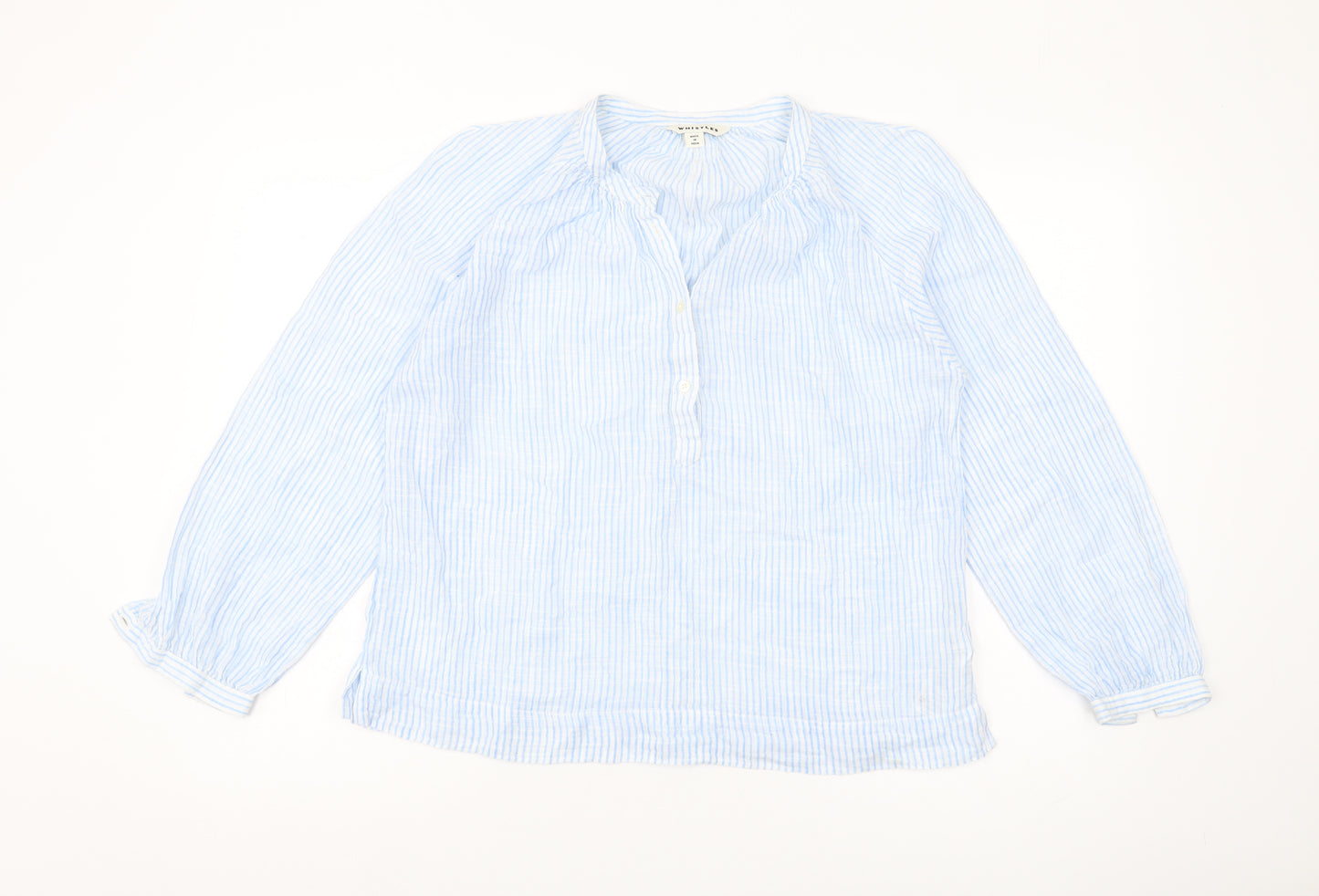 Whistles Women's Blue Striped Blouse, Size 12
