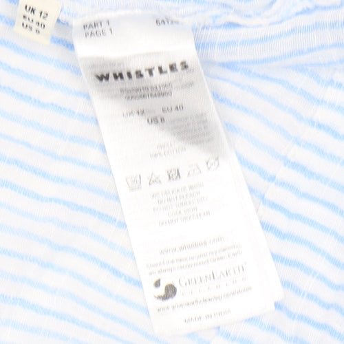 Whistles Women's Blue Striped Blouse, Size 12
