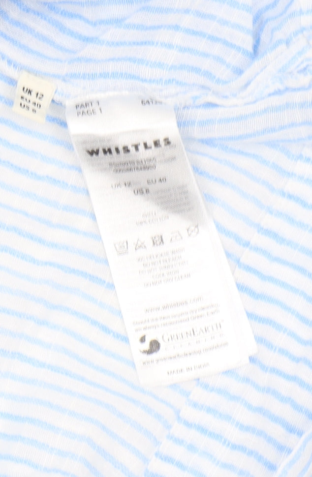 Whistles Women's Blue Striped Blouse, Size 12