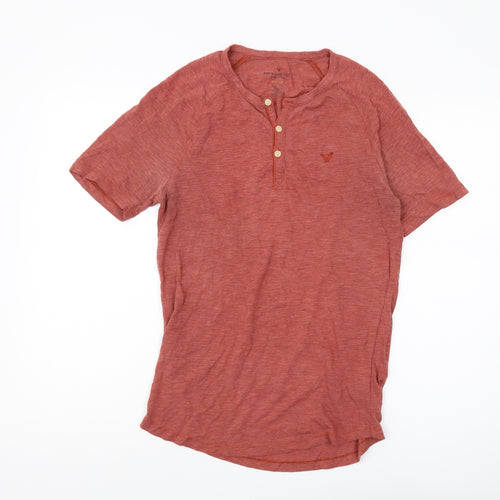 American Eagle Men's Red XS Henley T-Shirt Classic Fit