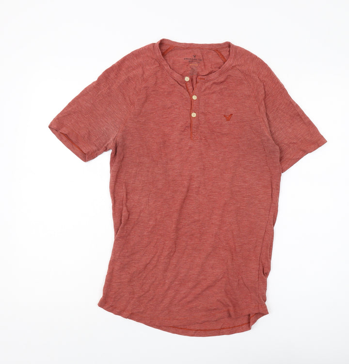 American Eagle Men's Red XS Henley T-Shirt Classic Fit
