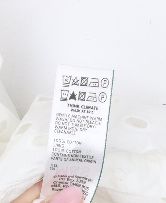 Marks and Spencer Women's White Shirt Dress, Size 16