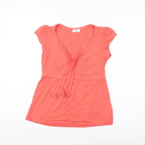 Topshop Women's Red Wrap Blouse Size 10 Petites